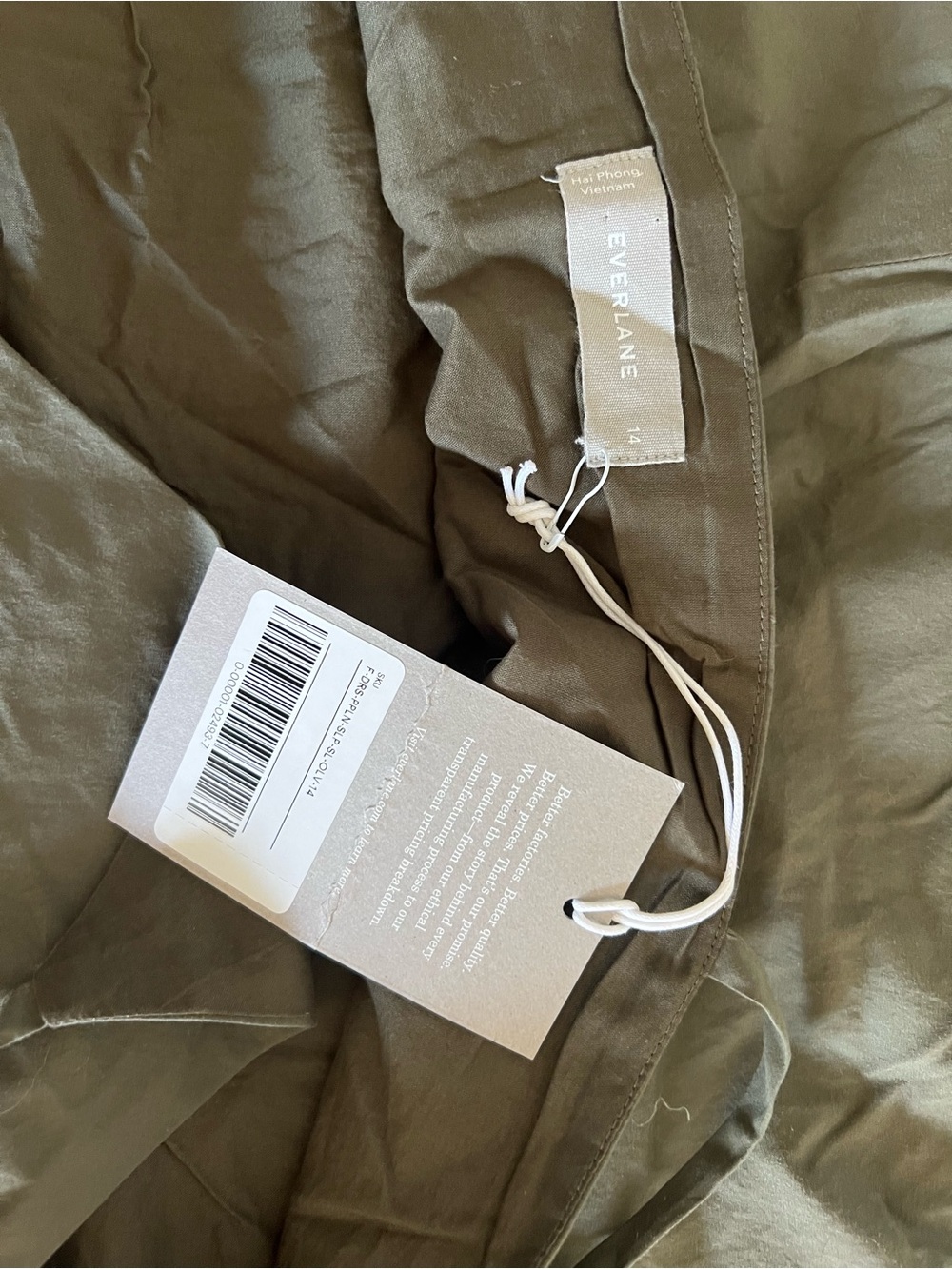Everlane Olive Green Slip Dress NWT - Picture 5 of 5